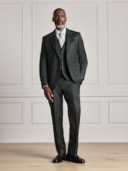 Green Signature Slim Fit Zignone Italian Wool Cashmere Flannel Suit Trousers - Image 2 of 10