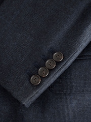 Navy Signature Double Breasted Tailored Fit Zignone Wool Cashmere Check Flannel Suit Jacket - Image 10 of 10