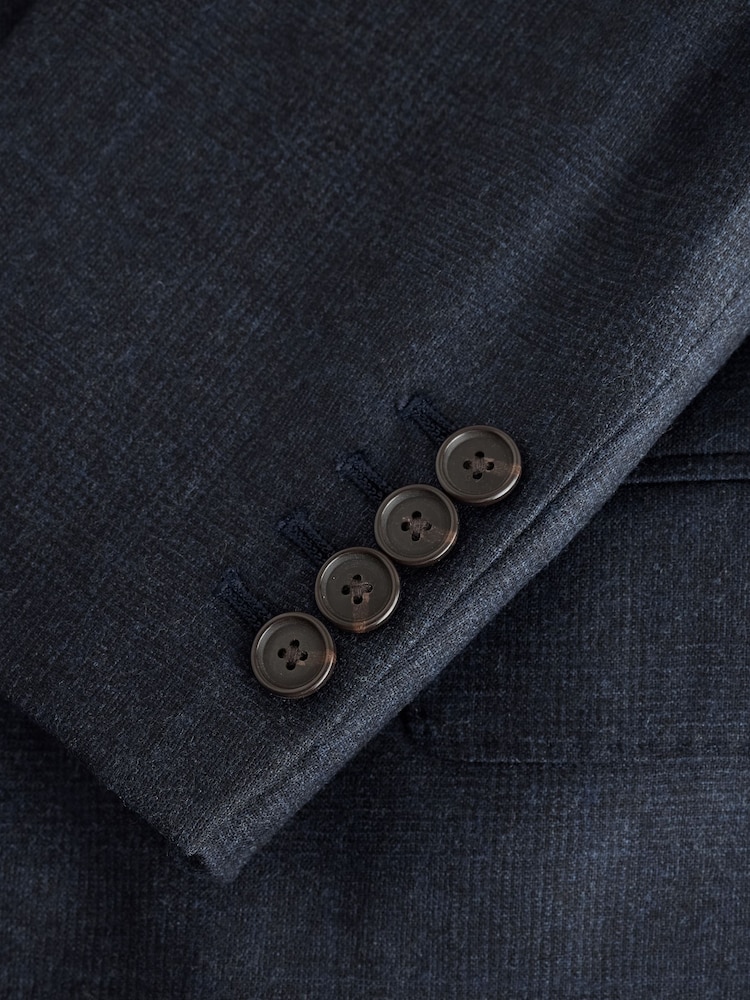Navy Signature Double Breasted Tailored Fit Zignone Wool Cashmere Check Flannel Suit Jacket - Image 10 of 10 Navy Signature Double Breasted Tailored Fit Zignone Wool Cashmere Check Flannel Suit Jacket - Image 10 of 10