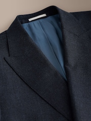 Navy Signature Double Breasted Tailored Fit Zignone Wool Cashmere Check Flannel Suit Jacket - Image 7 of 10