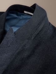 Navy Signature Double Breasted Tailored Fit Zignone Wool Cashmere Check Flannel Suit Jacket - Image 8 of 10