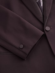 Burgundy Red Slim Fit Satin Lapel Insert Tuxedo Suit Jacket - Image 11 of 12