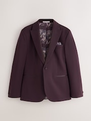 Burgundy Red Slim Fit Satin Lapel Insert Tuxedo Suit Jacket - Image 7 of 12