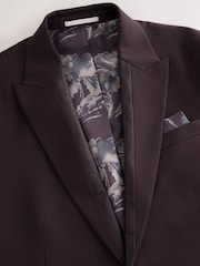 Burgundy Red Slim Fit Satin Lapel Insert Tuxedo Suit Jacket - Image 8 of 12