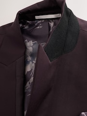 Burgundy Red Slim Fit Satin Lapel Insert Tuxedo Suit Jacket - Image 9 of 12