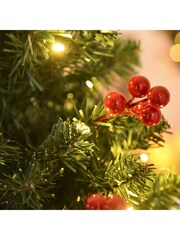 Homcom Green/White 5ft Prelit Snow Flocked Pencil Artificial Christmas Tree With Warm White Led Lights - Image 3 of 6