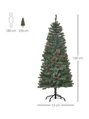 Homcom Green/White 5ft Prelit Snow Flocked Pencil Artificial Christmas Tree With Warm White Led Lights - Image 5 of 6