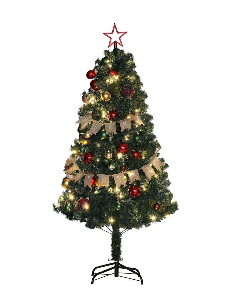 Homcom Blue 6Ft Artificial Christmas Tree With Led Lights And Blue Decorations - Image 6 of 6