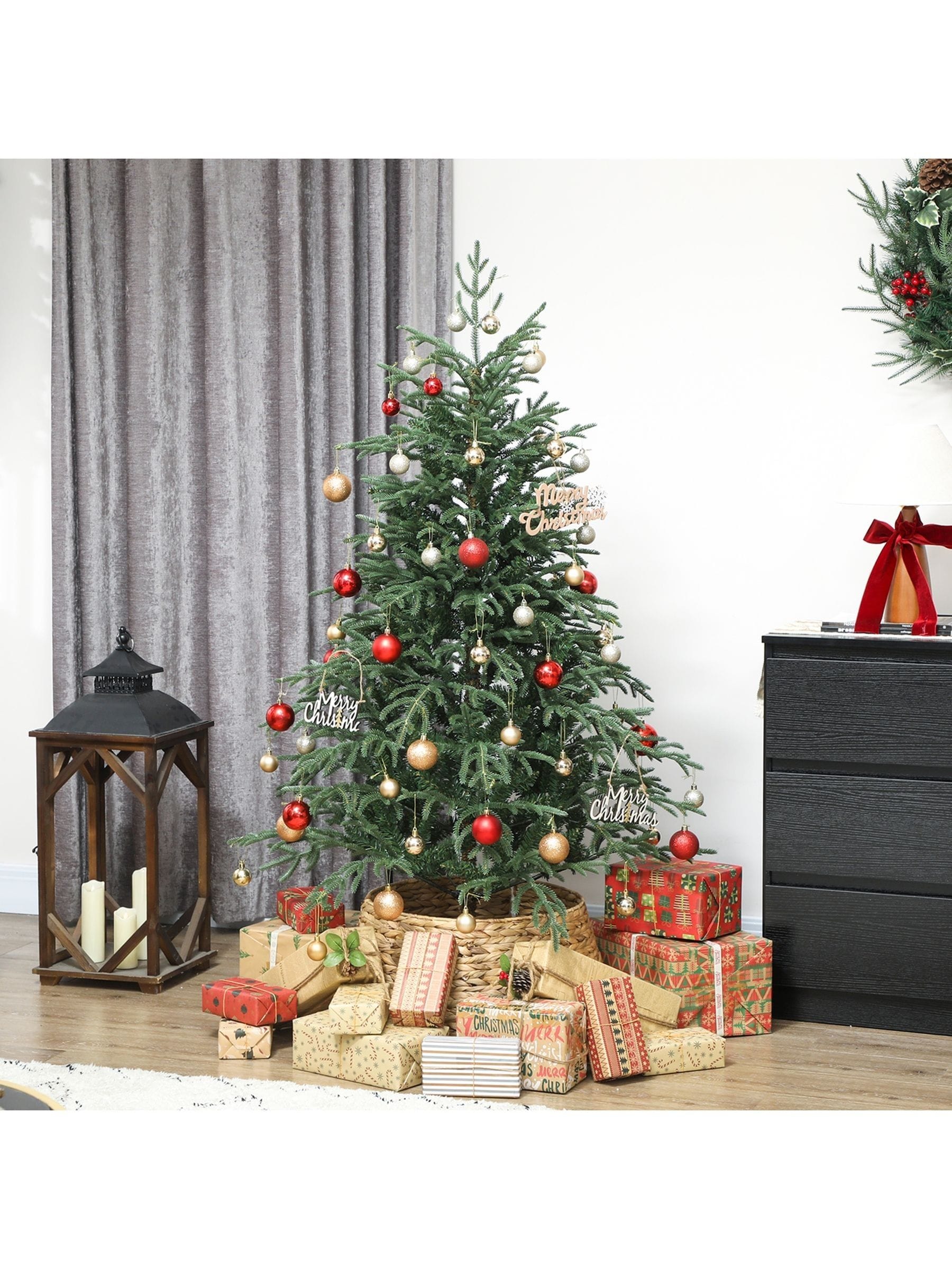 HOMCOM Christmas Tree, Full Spruce Xmas Tree, Easy Assembly in Green | Size: 5ft - Image 10