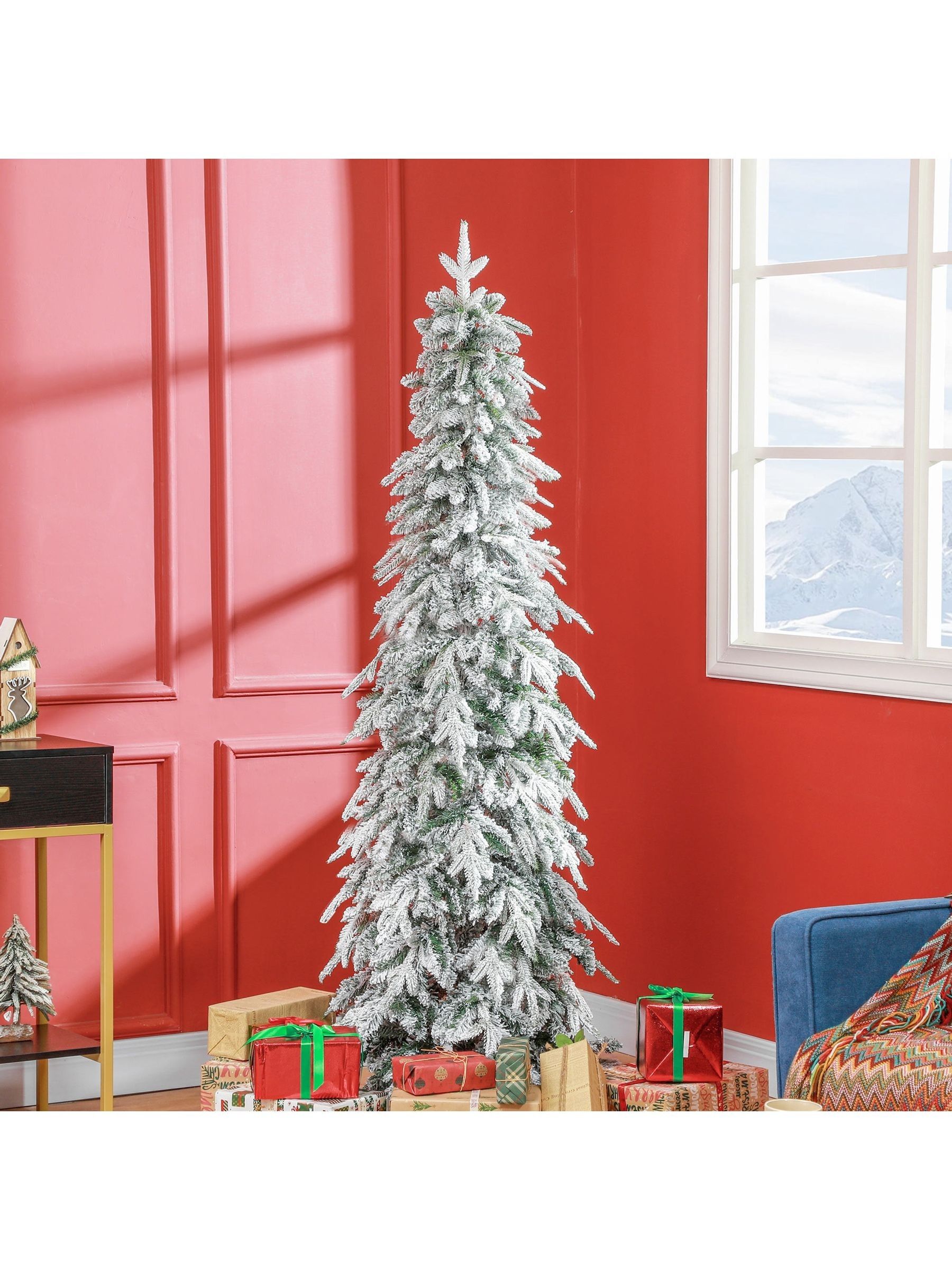 Everglow Starbright Snow Flocked Pencil Artificial Christmas Tree 6Ft - Image 8