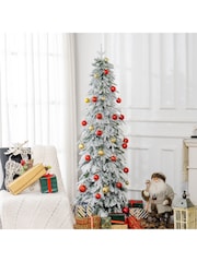 Homcom Green 6Ft Prelit Artificial Christmas Tree With Led Lights For Holiday Decoration - Image 3 of 6