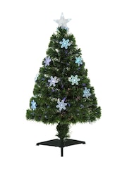 Homcom Green 3ft Fibre Optic Artificial Christmas Tree With Snowflakes - Image 4 of 6
