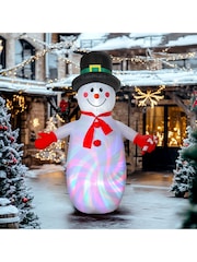 Outsunny White 8Ft Inflatable Christmas Snowman With Disco And Led Lights Outdoor Decoration - Image 1 of 6