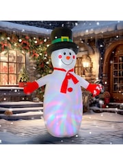 Outsunny White 8Ft Inflatable Christmas Snowman With Disco And Led Lights Outdoor Decoration - Image 2 of 6