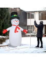Outsunny White 8Ft Inflatable Christmas Snowman With Disco And Led Lights Outdoor Decoration - Image 3 of 6