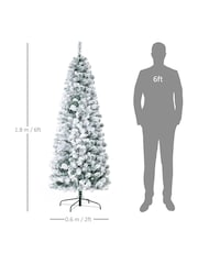 Homcom Green/White 6ft Prelit Snow Flocked Artificial Christmas Tree With LED Lights - Image 2 of 6