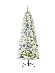 Homcom Green/White 6ft Prelit Snow Flocked Artificial Christmas Tree With LED Lights - Image 3 of 6