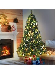 Homcom White 6ft Prelit Artificial Christmas Tree with 200 LED Lights and Ornament - Image 1 of 6