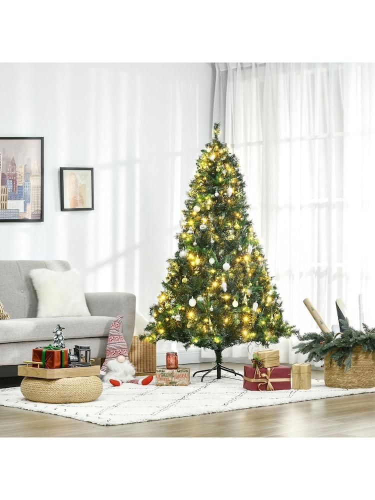 Homcom White 5ft Prelit Artificial Christmas Tree with 200 LED Lights and Ornament - Image 6 of 6 Homcom White 5ft Prelit Artificial Christmas Tree with 200 LED Lights and Ornament - Image 6 of 6