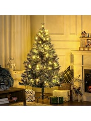 Homcom Green 5Ft Prelit Artificial Christmas Tree With Metal Stand - Image 1 of 6