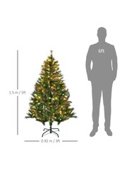 Homcom Green 5Ft Prelit Artificial Christmas Tree With Metal Stand - Image 2 of 6