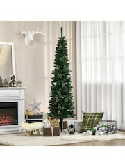 Homcom Green 6.5ft Slim Artificial Christmas Tree With Pinecones - Image 2 of 6