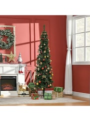 Homcom Green 6.5ft Slim Artificial Christmas Tree With Pinecones - Image 3 of 6