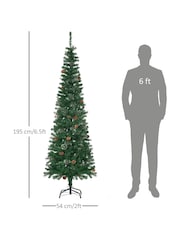 Homcom Green 6.5ft Slim Artificial Christmas Tree With Pinecones - Image 6 of 6