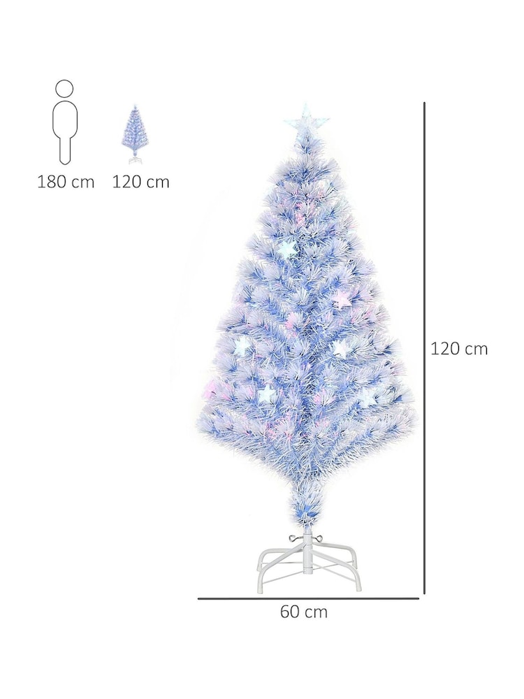 Homcom White/Blue 4ft Prelit Fibre Optic Artificial Christmas Tree With 26 Led Lights - Image 2 of 6