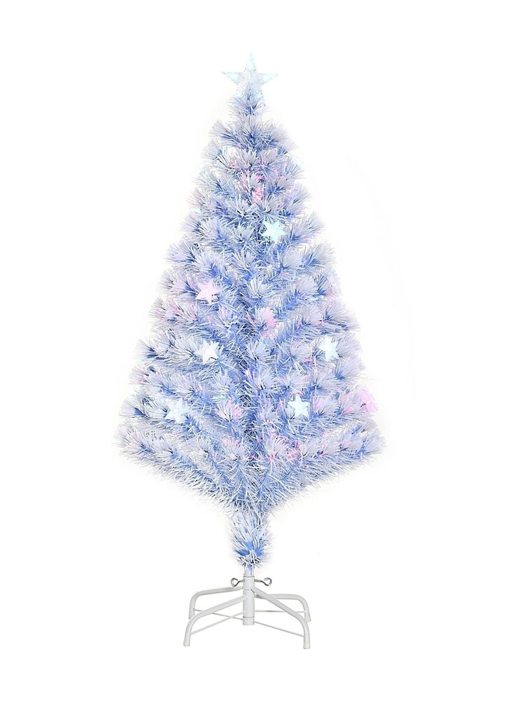 Homcom White/Blue 4ft Prelit Fibre Optic Artificial Christmas Tree With 26 Led Lights - Image 6 of 6