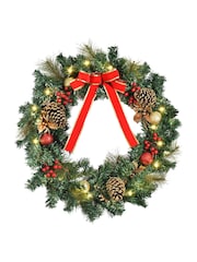 Homcom White 60cm Christmas Door Wreath With Pinecones And Foliage - Image 3 of 6