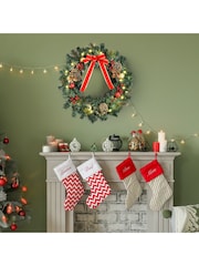 Homcom White 60cm Christmas Door Wreath With Pinecones And Foliage - Image 4 of 6