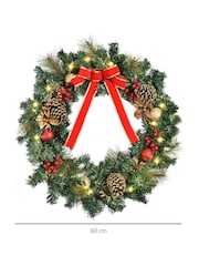 Homcom White 60cm Christmas Door Wreath With Pinecones And Foliage - Image 5 of 6