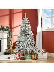 Homcom Green/White 6ft Flocked Pencil Artificial Christmas Tree - Image 1 of 6