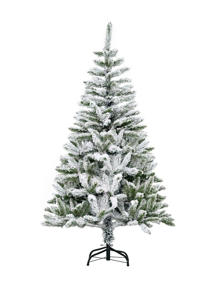 Homcom Green/White 6ft Flocked Pencil Artificial Christmas Tree - Image 2 of 6 Homcom Green/White 6ft Flocked Pencil Artificial Christmas Tree - Image 2 of 6