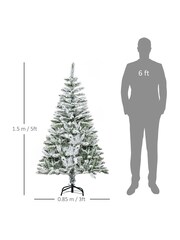 Homcom Green/White 6ft Flocked Pencil Artificial Christmas Tree - Image 4 of 6