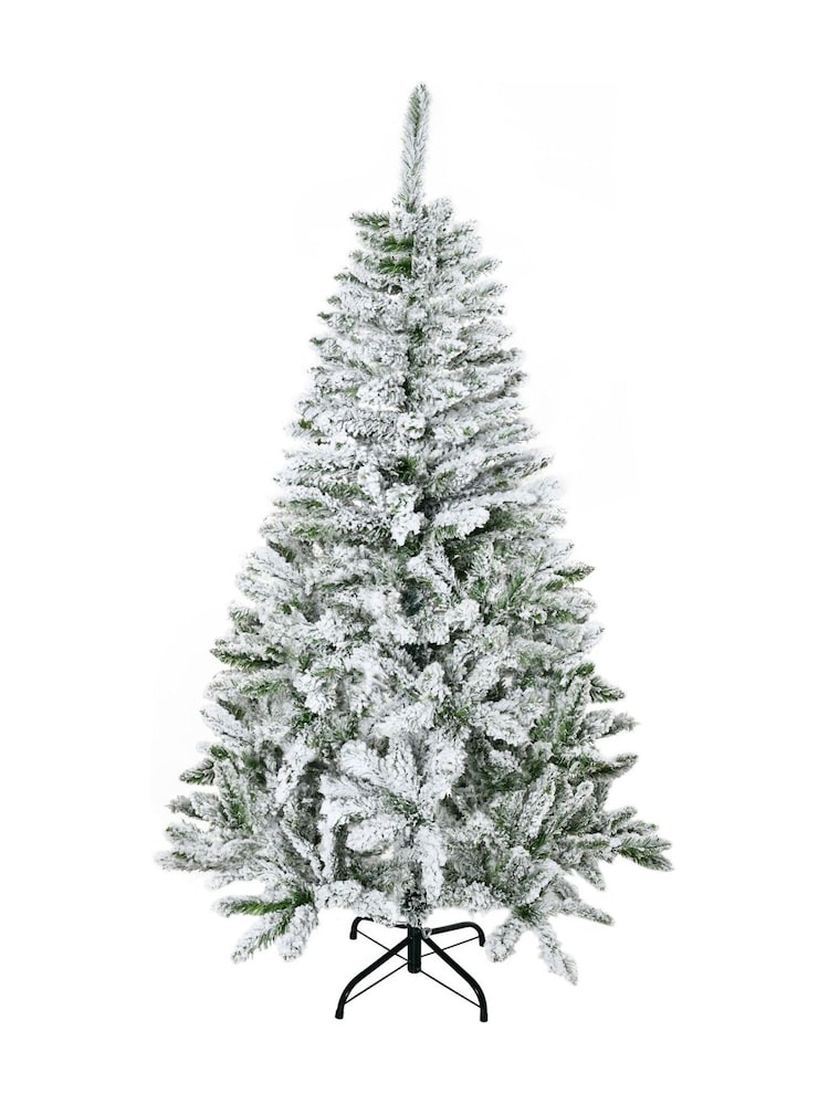 Homcom Green/White 6ft Flocked Pencil Artificial Christmas Tree - Image 6 of 6 Homcom Green/White 6ft Flocked Pencil Artificial Christmas Tree - Image 6 of 6