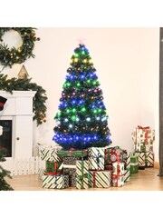 Homcom Green 5Ft Prelit Fibre Optic Artificial Christmas Tree With Star Topper And Metal Base - Image 1 of 6
