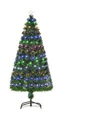 Homcom Green 5Ft Prelit Fibre Optic Artificial Christmas Tree With Star Topper And Metal Base - Image 2 of 6