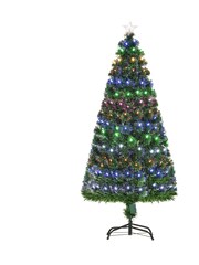 Homcom Green 5Ft Prelit Fibre Optic Artificial Christmas Tree With Star Topper And Metal Base - Image 3 of 6