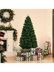 Homcom Green 5Ft Prelit Fibre Optic Artificial Christmas Tree With Star Topper And Metal Base - Image 4 of 6