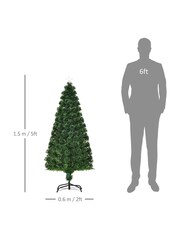 Homcom Green 5Ft Prelit Fibre Optic Artificial Christmas Tree With Star Topper And Metal Base - Image 5 of 6