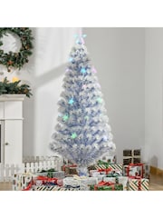 Homcom White/Blue 5ft Prelit Fibre Optic Artificial Christmas Tree with 20 LED lights - Image 1 of 6
