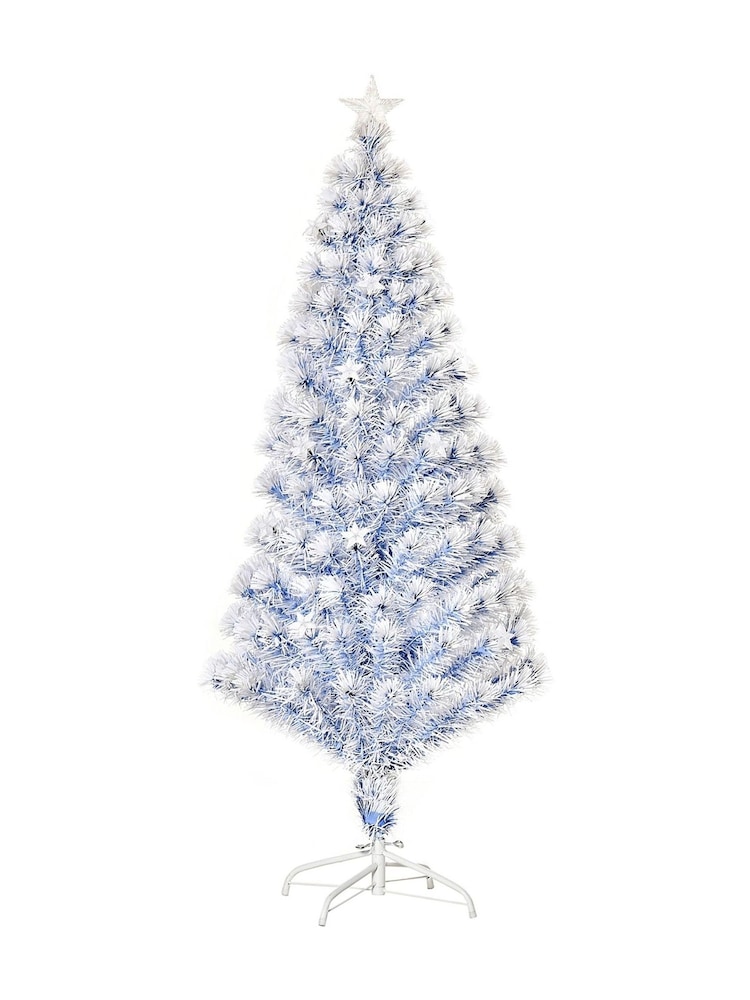 Homcom White/Blue 5ft Prelit Fibre Optic Artificial Christmas Tree with 20 LED lights - Image 6 of 6