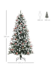Homcom Red/White 6Ft Snowdipped Pencil Artificial Christmas Tree With Red Berries And White Pinecones - Image 2 of 6