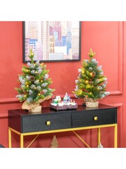 Homcom Set of 2 Green 2ft Mini Christmas Trees - Image 1 of 6
