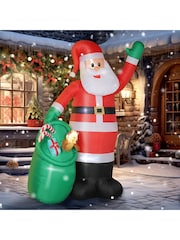 Outsunny White 9Ft Inflatable Santa With Bear Sack Builtin Led Lights Outdoor Decoration - Image 2 of 6