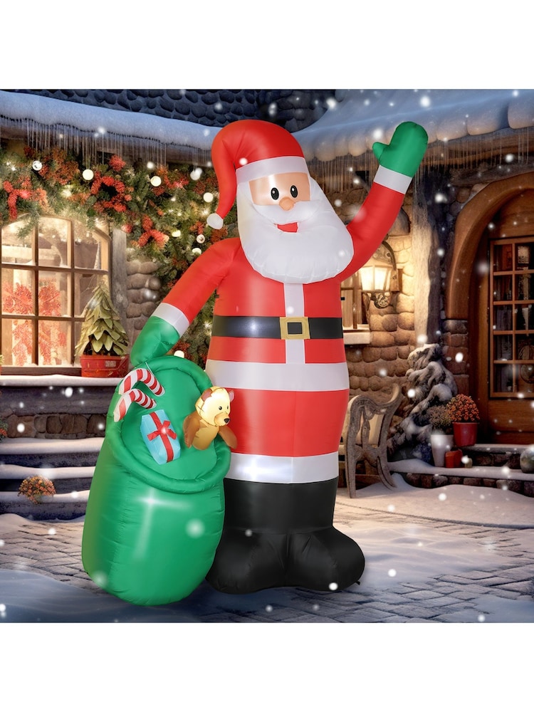 Outsunny White 9Ft Inflatable Santa With Bear Sack Builtin Led Lights Outdoor Decoration - Image 2 of 6 Outsunny White 9Ft Inflatable Santa With Bear Sack Builtin Led Lights Outdoor Decoration - Image 2 of 6