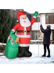 Outsunny White 9Ft Inflatable Santa With Bear Sack Builtin Led Lights Outdoor Decoration - Image 3 of 6