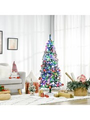 Homcom Red 5Ft Pencil Artificial Christmas Tree With LED Lights - Image 1 of 6